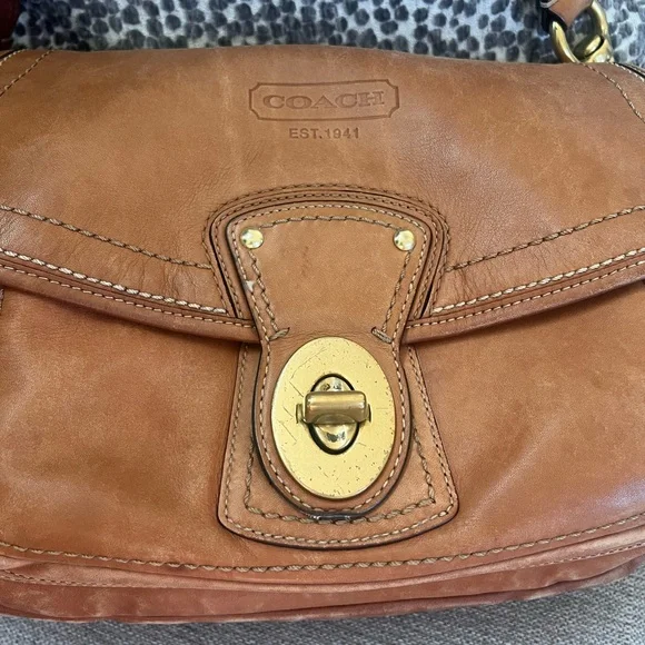 Vintage Coach Legacy Brown Leather Shoulder Bag Flap Bag Turn Lock - Picture 7 of 12